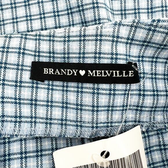 Brandy Melville NWT Blue Cara Plaid Mini Pencil Skirt S - Picture 4 of 5